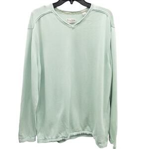 Tommy Bahama Men's V Neck Cotton Sweater Seafoam Green XL